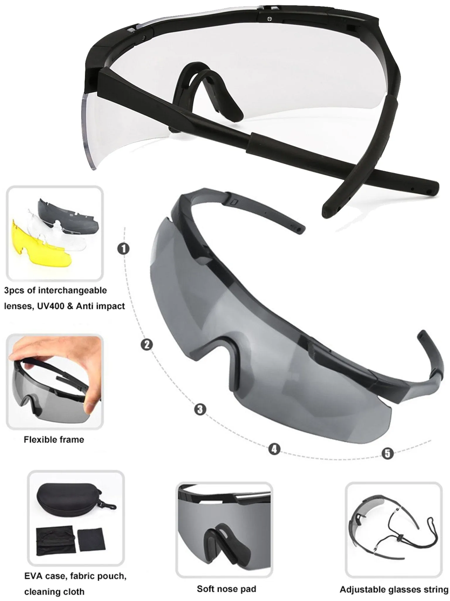 4 Elements - Shooting Glasses / Eye protection Clay Pigeon / eyewear skeet glasses