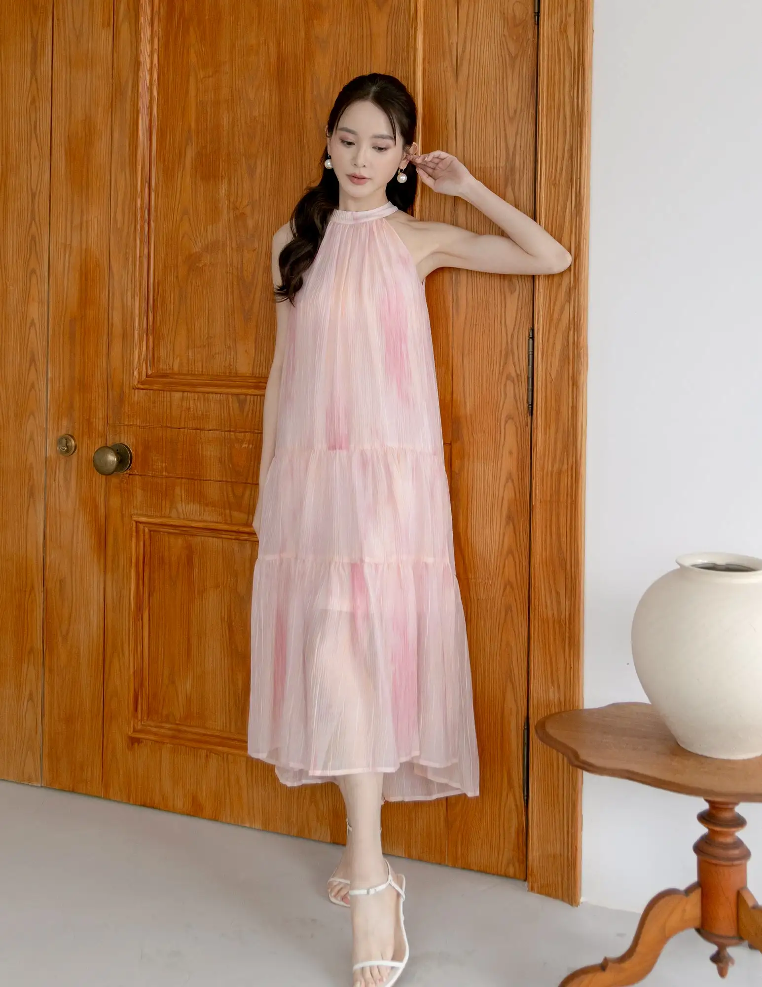 Adelia Organza Ombre Dress in Pink