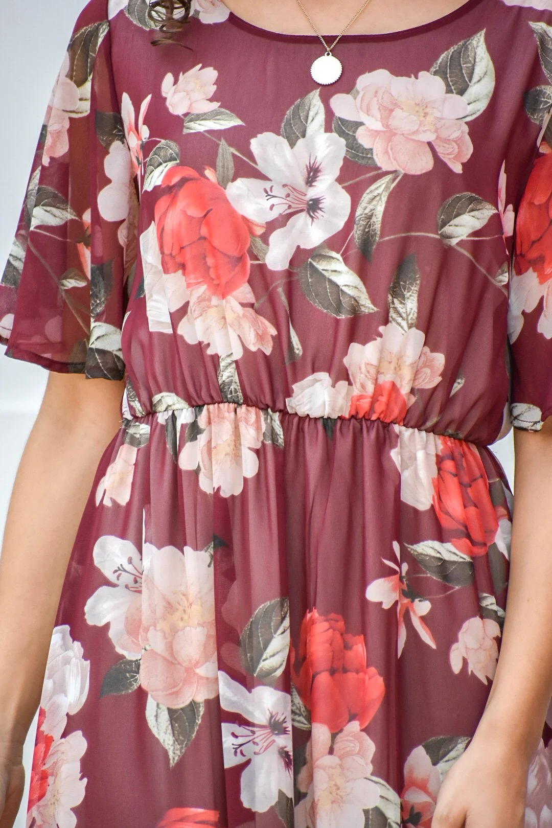 Another In The Fire Maroon Floral Maxi Dress