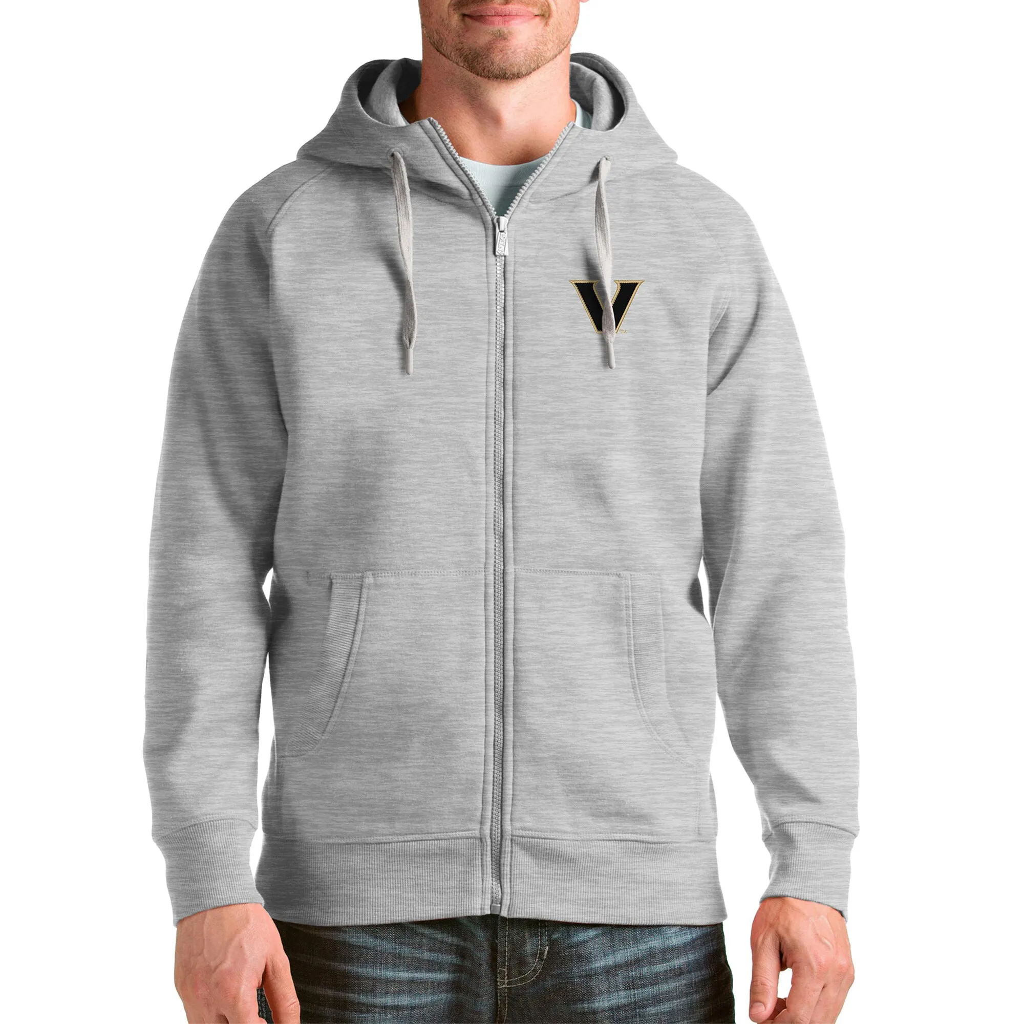 Antigua Vanderbilt Commodores Heathered Gray Victory Full-Zip Hoodie