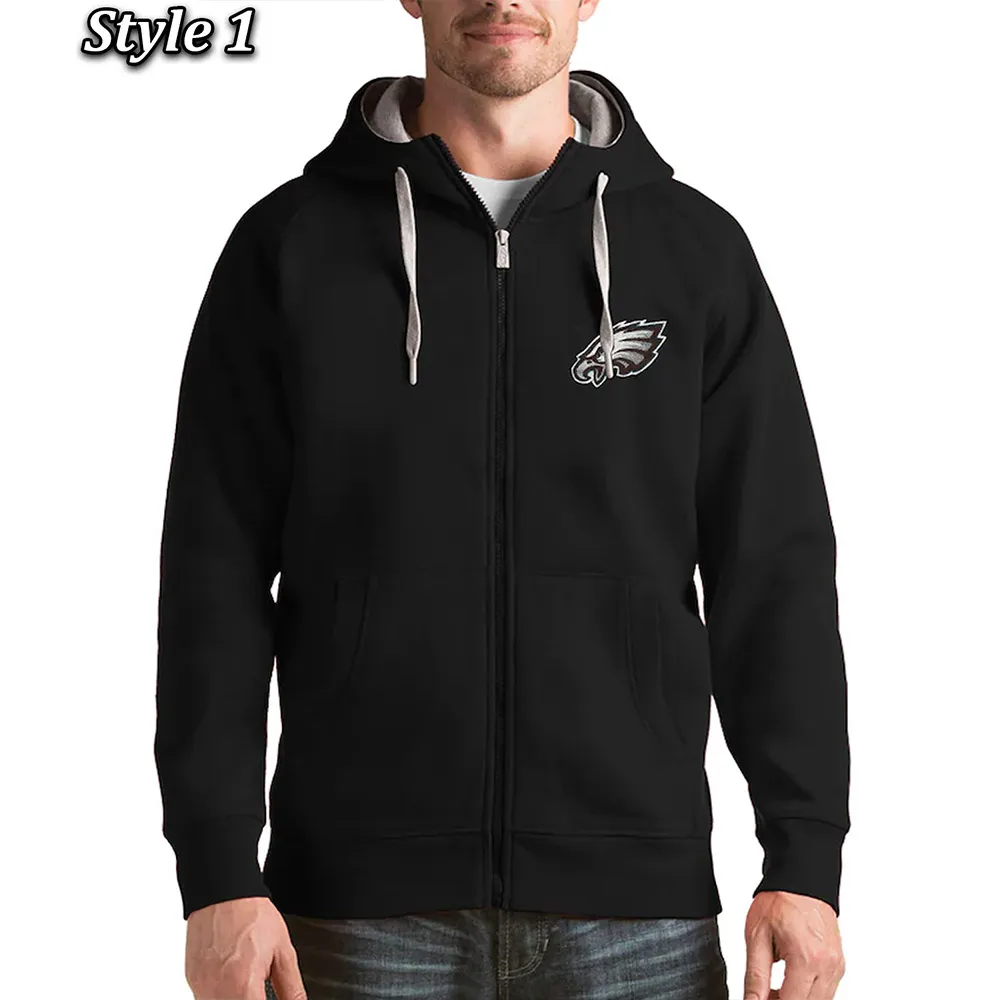 Antigua Victory Philadelphia Eagles Full-Zip Fleece Hoodie