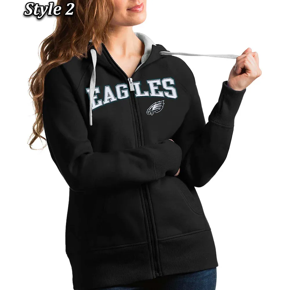 Antigua Victory Philadelphia Eagles Full-Zip Fleece Hoodie