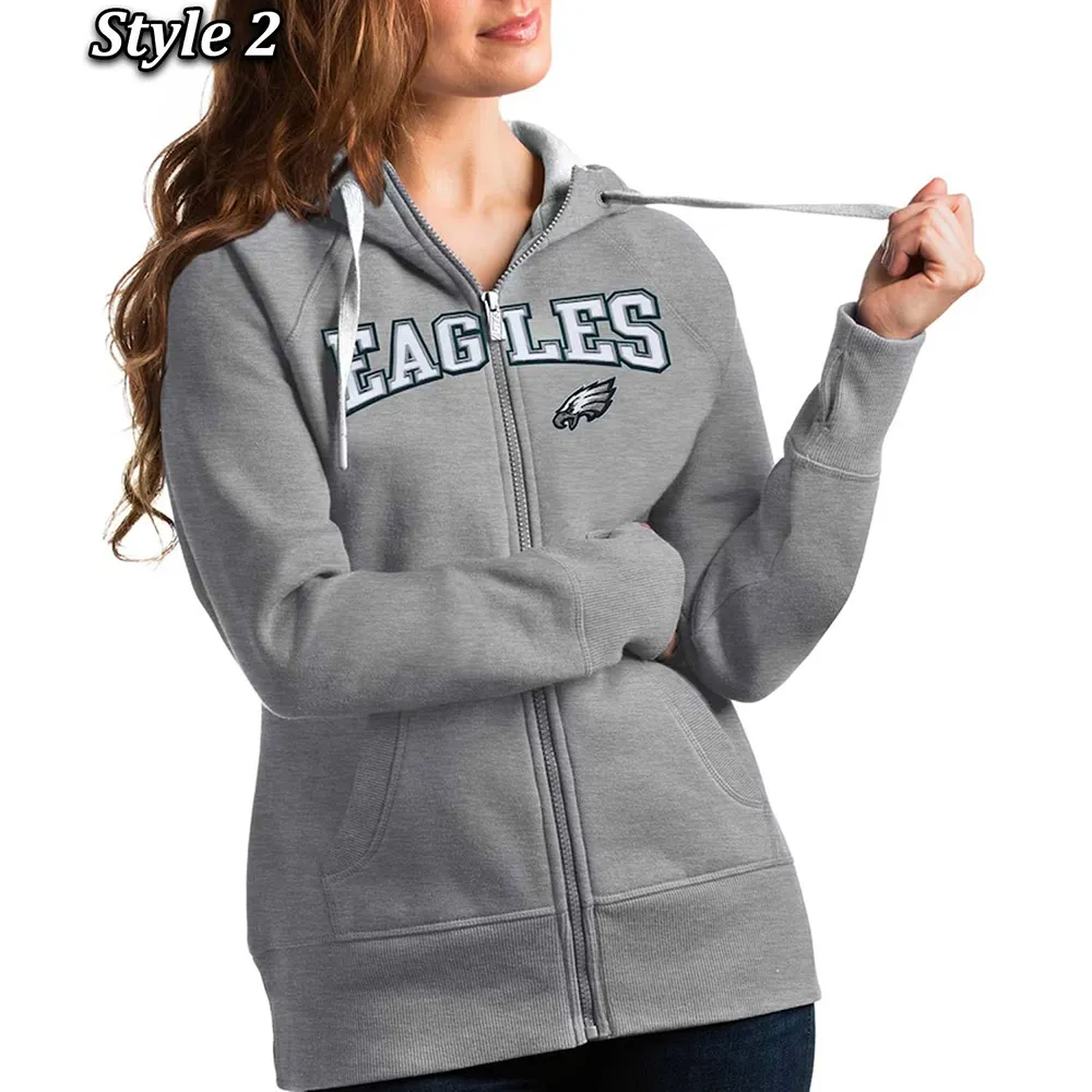 Antigua Victory Philadelphia Eagles Full-Zip Fleece Hoodie