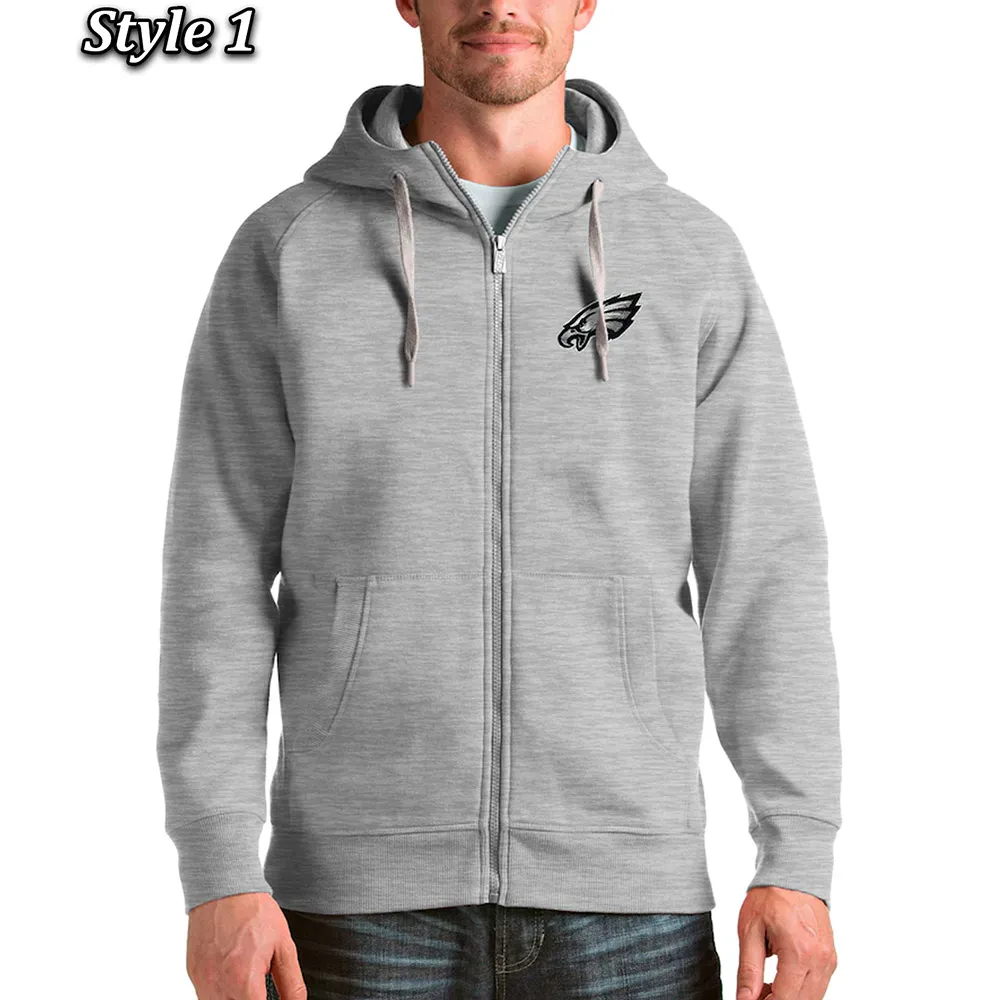 Antigua Victory Philadelphia Eagles Full-Zip Fleece Hoodie