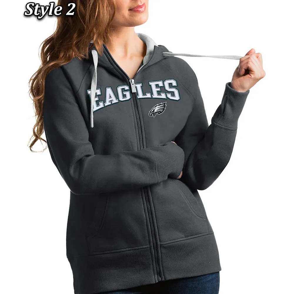 Antigua Victory Philadelphia Eagles Full-Zip Fleece Hoodie