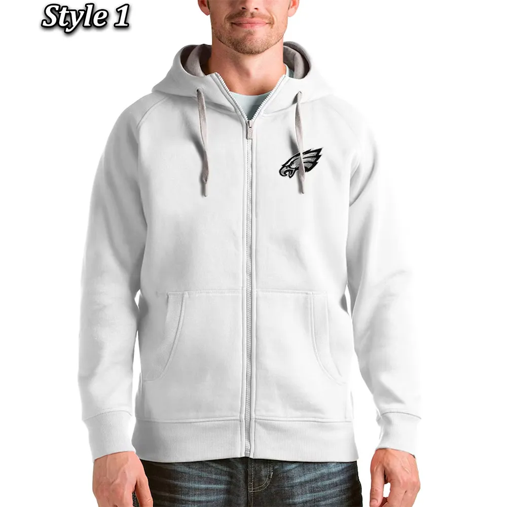 Antigua Victory Philadelphia Eagles Full-Zip Fleece Hoodie