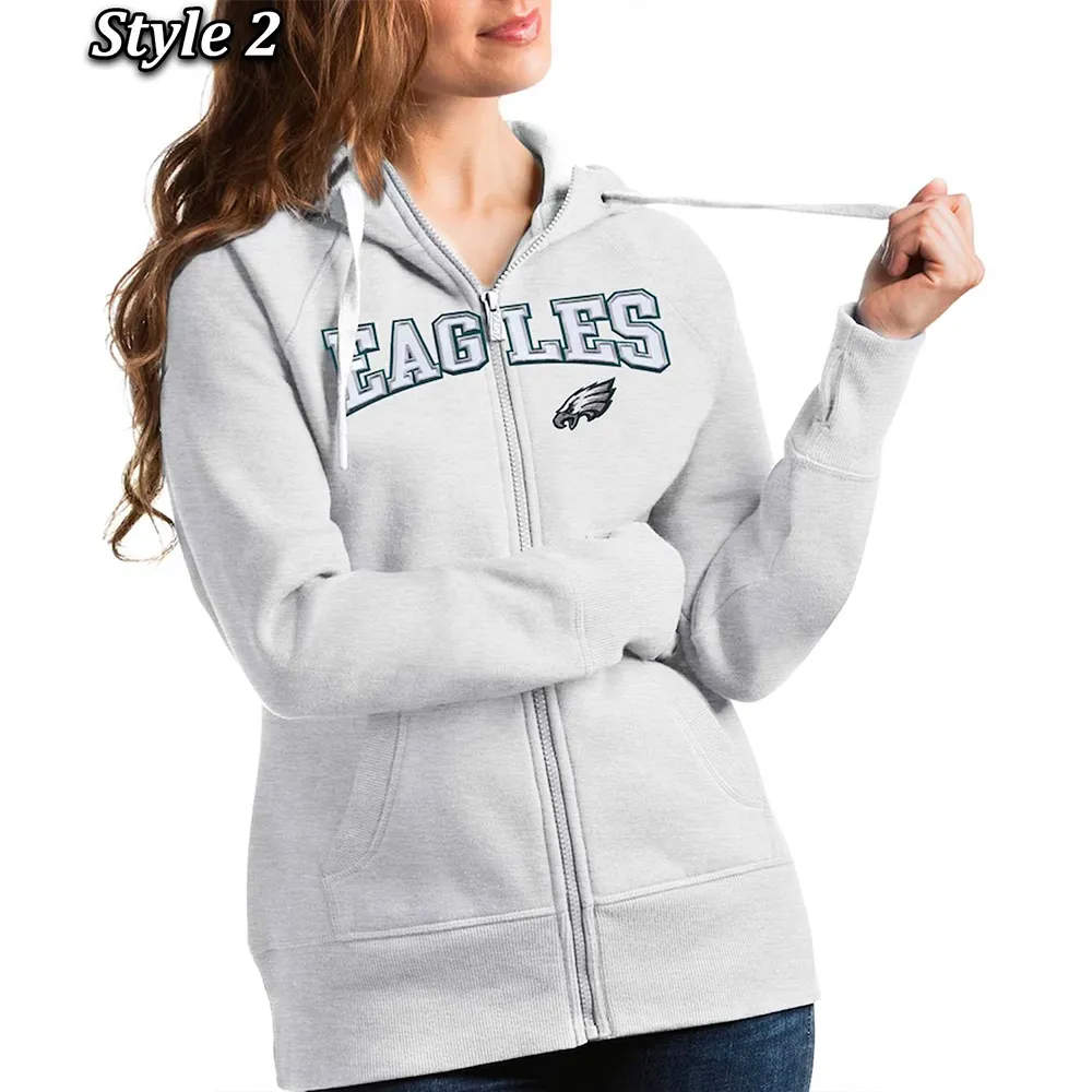 Antigua Victory Philadelphia Eagles Full-Zip Fleece Hoodie