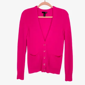 Aqua Hot Pink 100% Cashmere with Button Cardigan Sweater- Size S