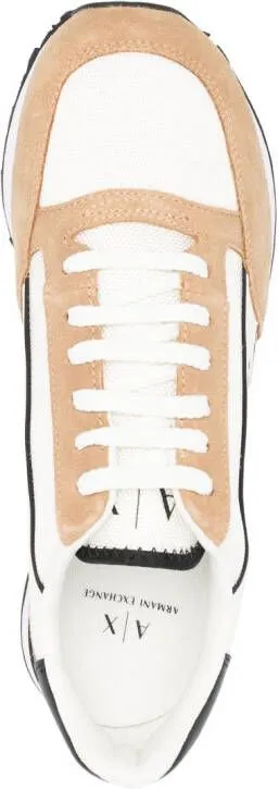 Armani Exchange panelled logo-print sneakers Neutrals