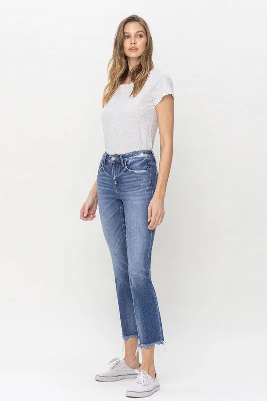 Arya Mid Rise Crop Slim Straight Jeans