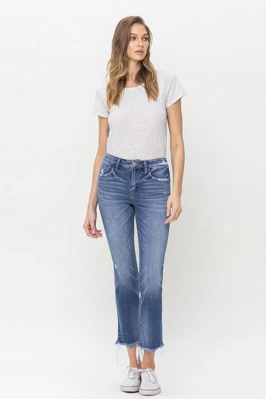 Arya Mid Rise Crop Slim Straight Jeans