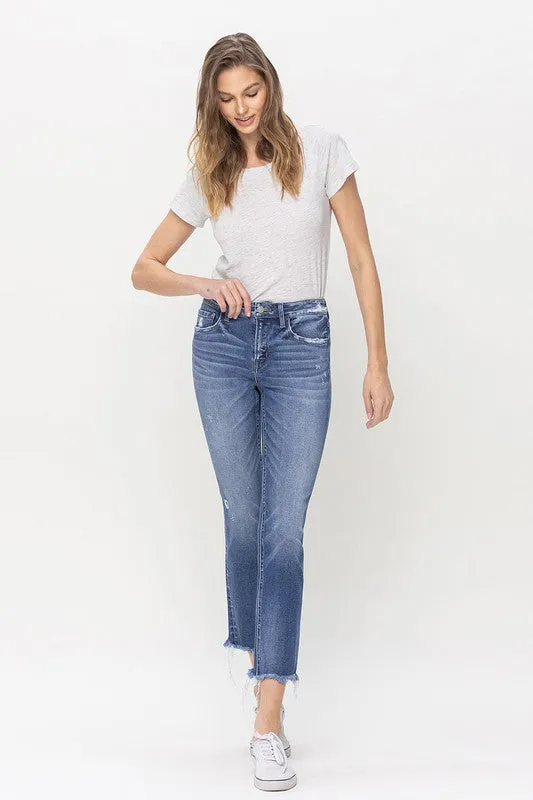 Arya Mid Rise Crop Slim Straight Jeans