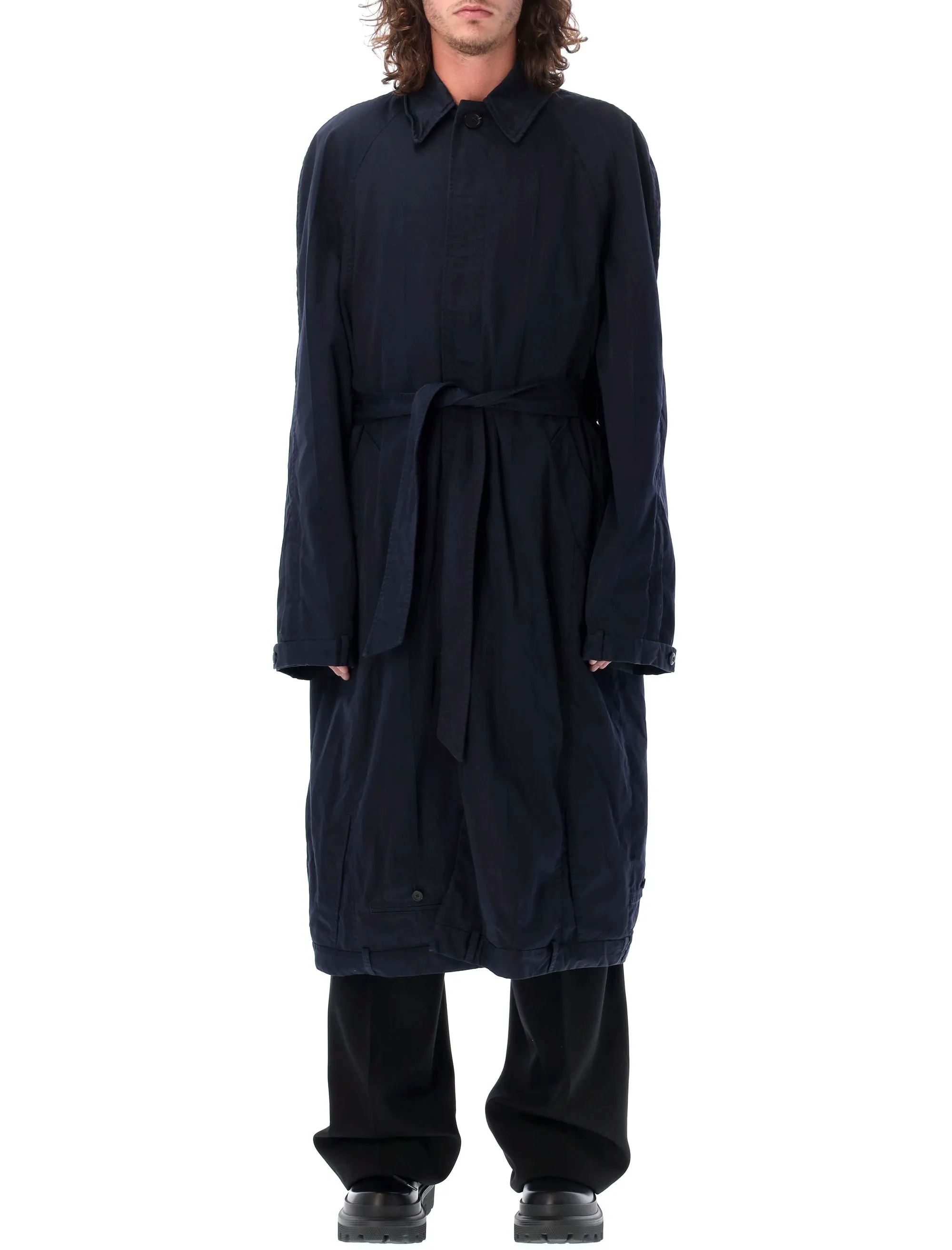 BALENCIAGA Deconstructed Carcoat in Ink Navy for Men