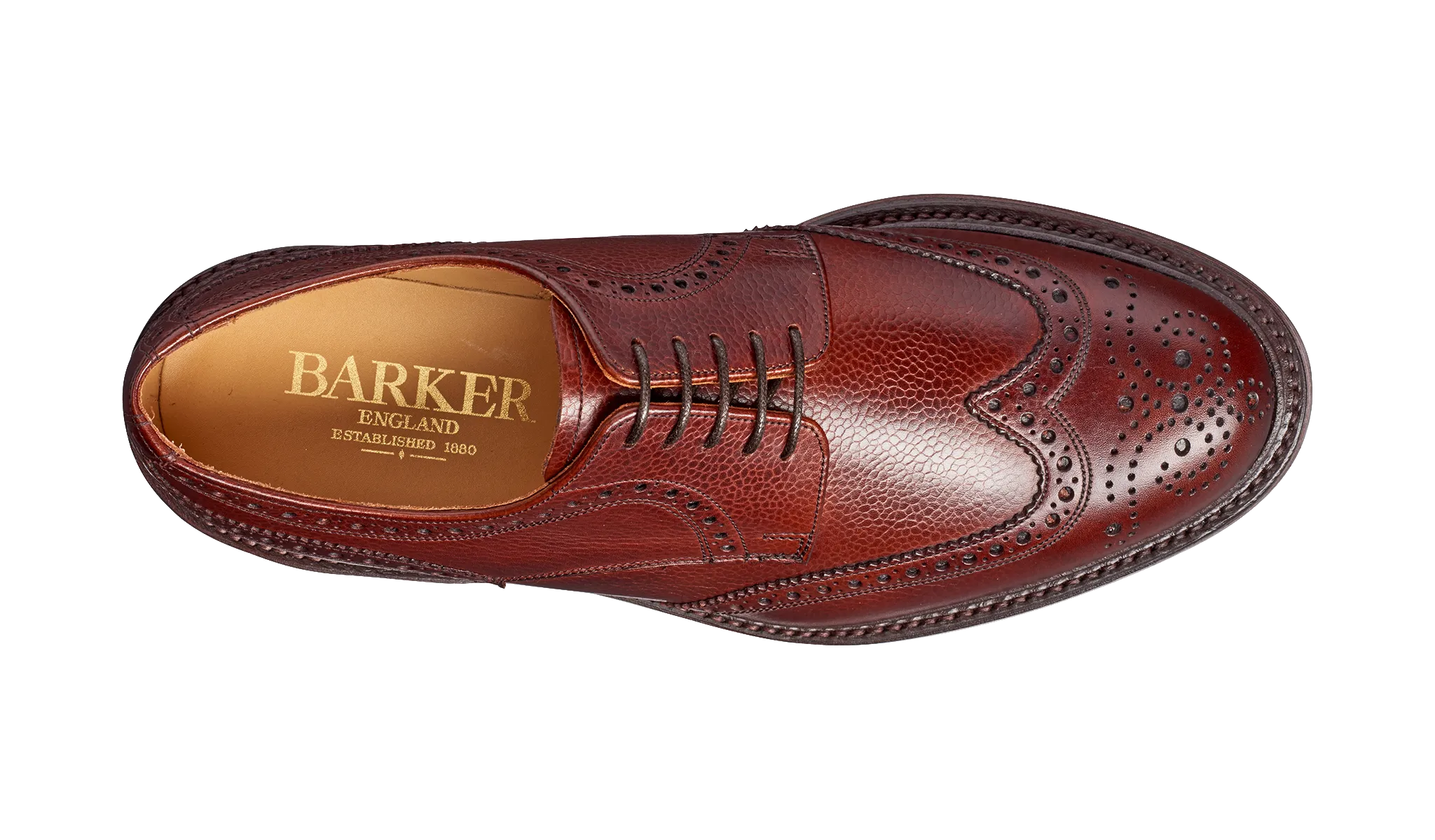 Barker Kelmarsh Wingtip Brogue Derby Shoe - Cherry Grain