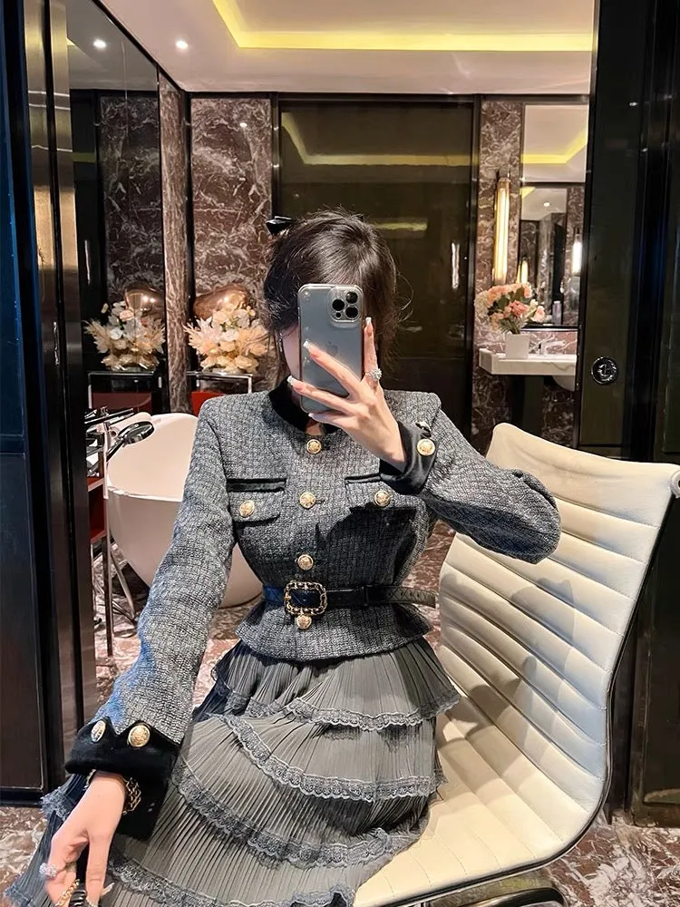 BETTER LS 2023 new autumn and winter new ladylike temperament small fragrance suit women's short coat skirt two-piece set (S0889