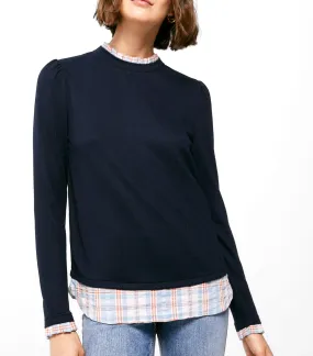 Bi-Material Butterfly Sweater Navy