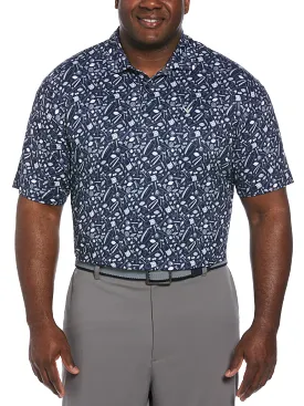 Big & Tall Tropical Cocktail Print Short Sleeve Golf Polo