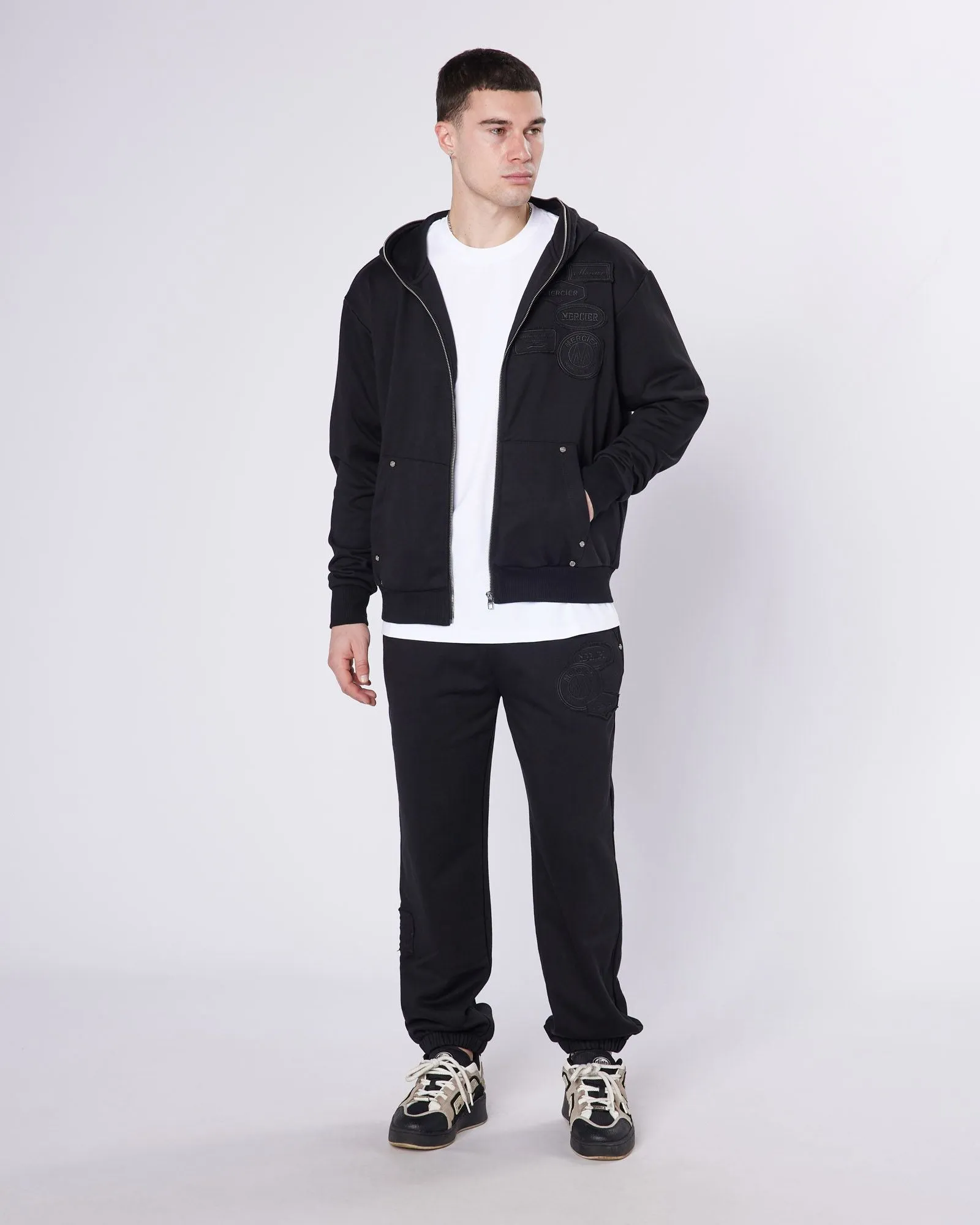 Black Relaxed Rivet OG Zip Hoodie