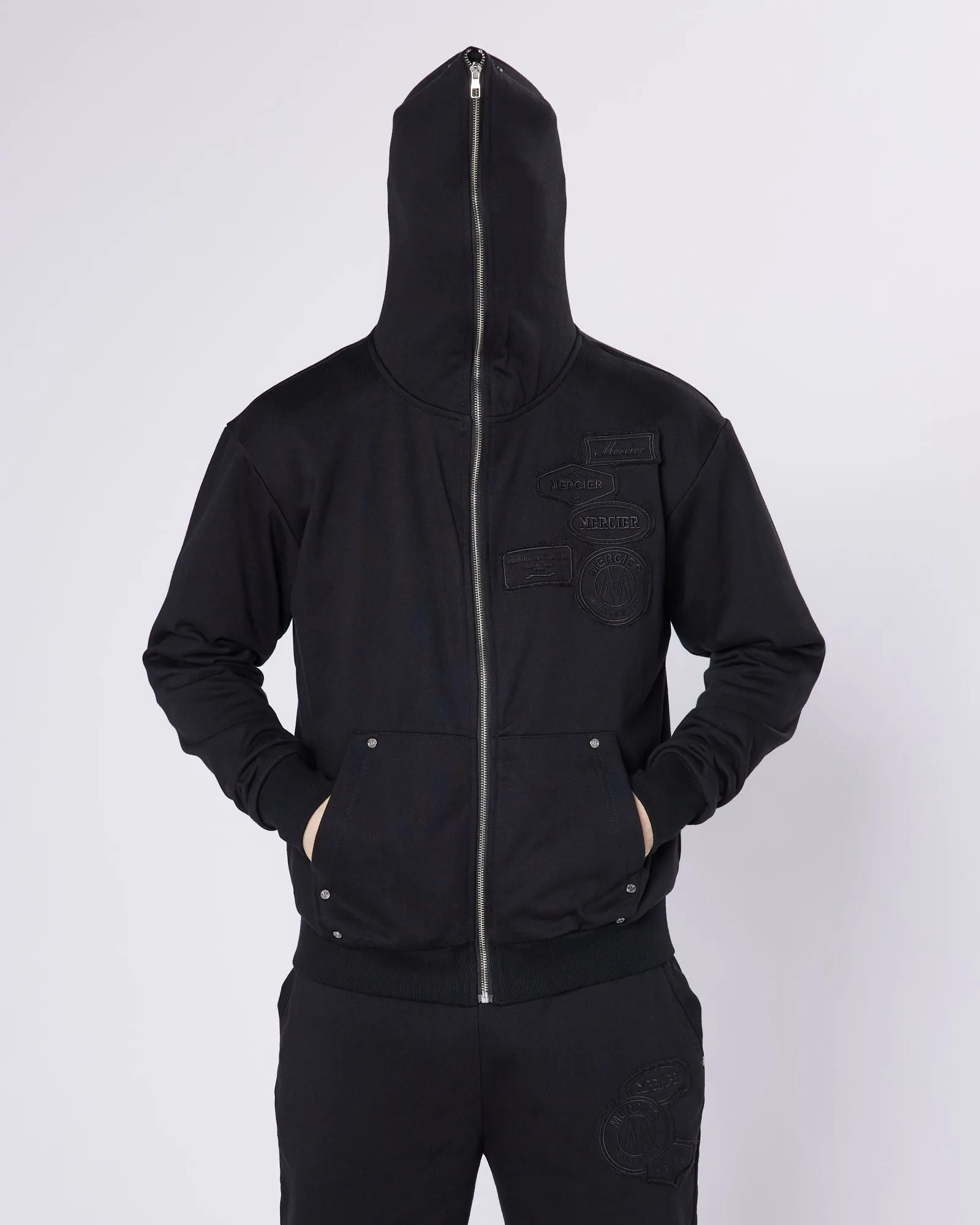 Black Relaxed Rivet OG Zip Hoodie