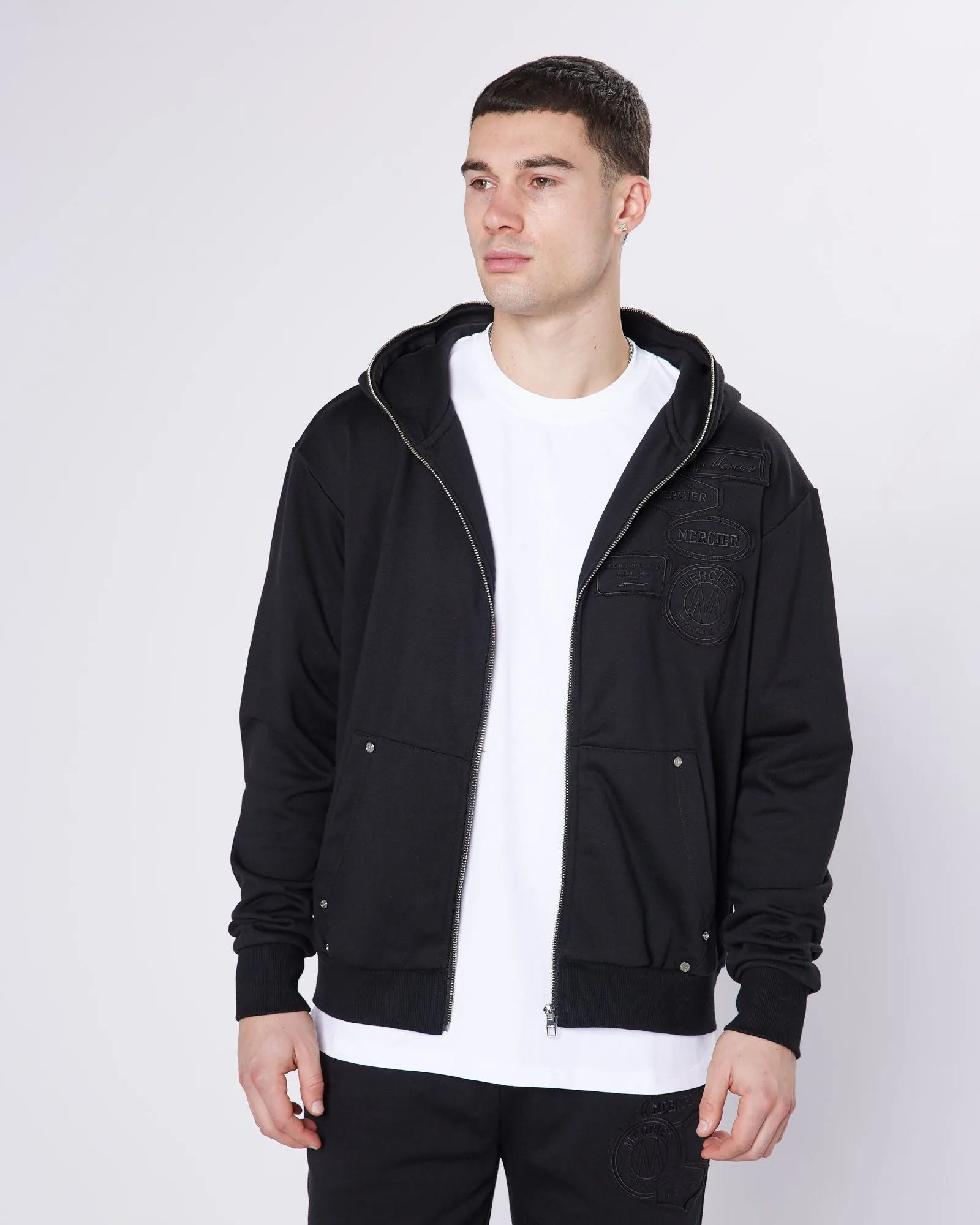 Black Relaxed Rivet OG Zip Hoodie