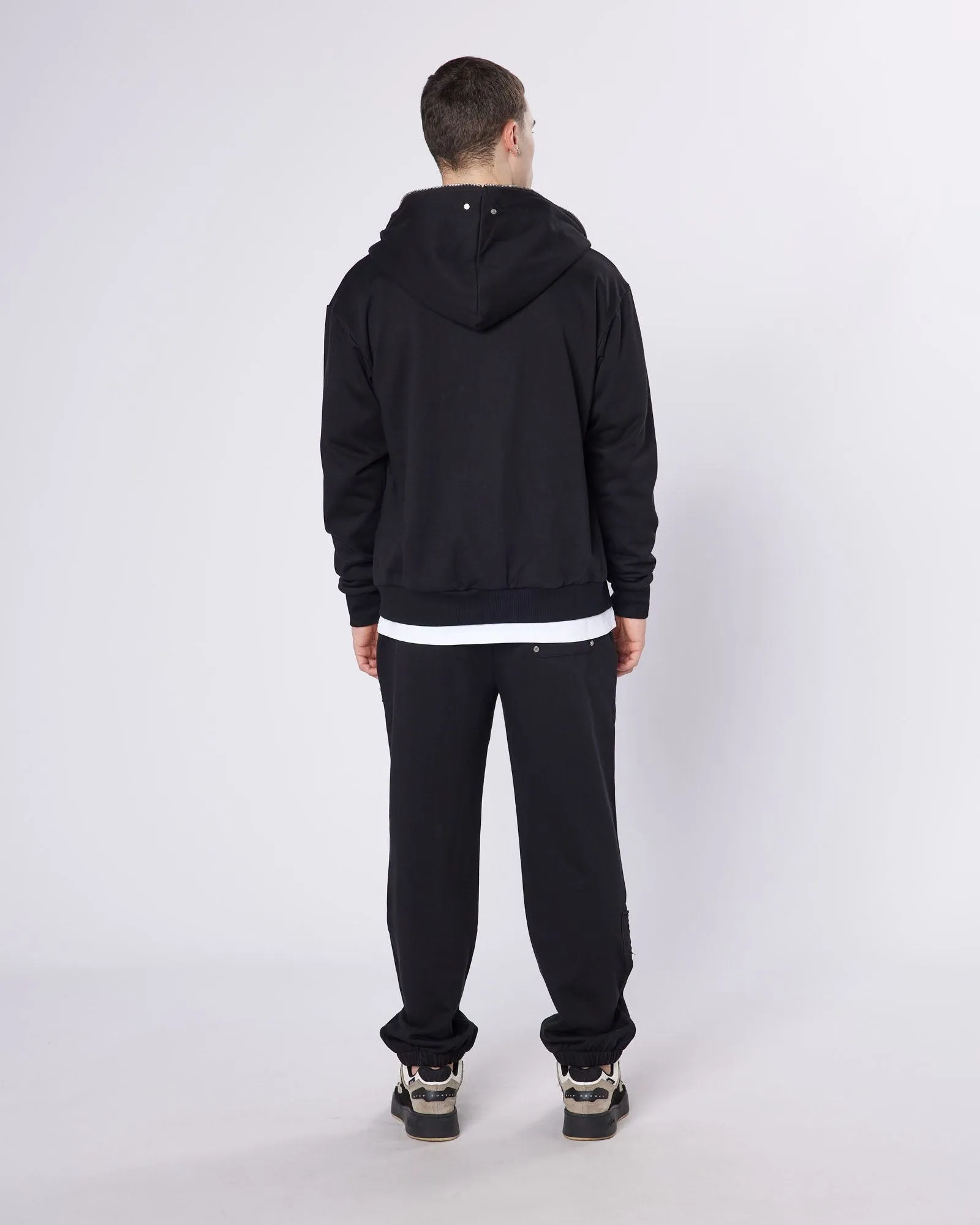 Black Relaxed Rivet OG Zip Hoodie