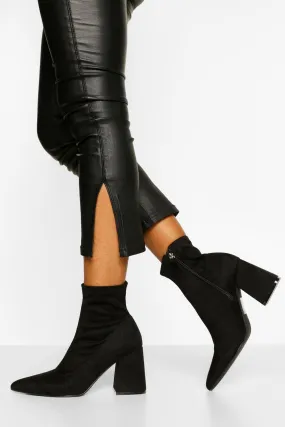 Block Heel Pointed Toe Shoe Boot