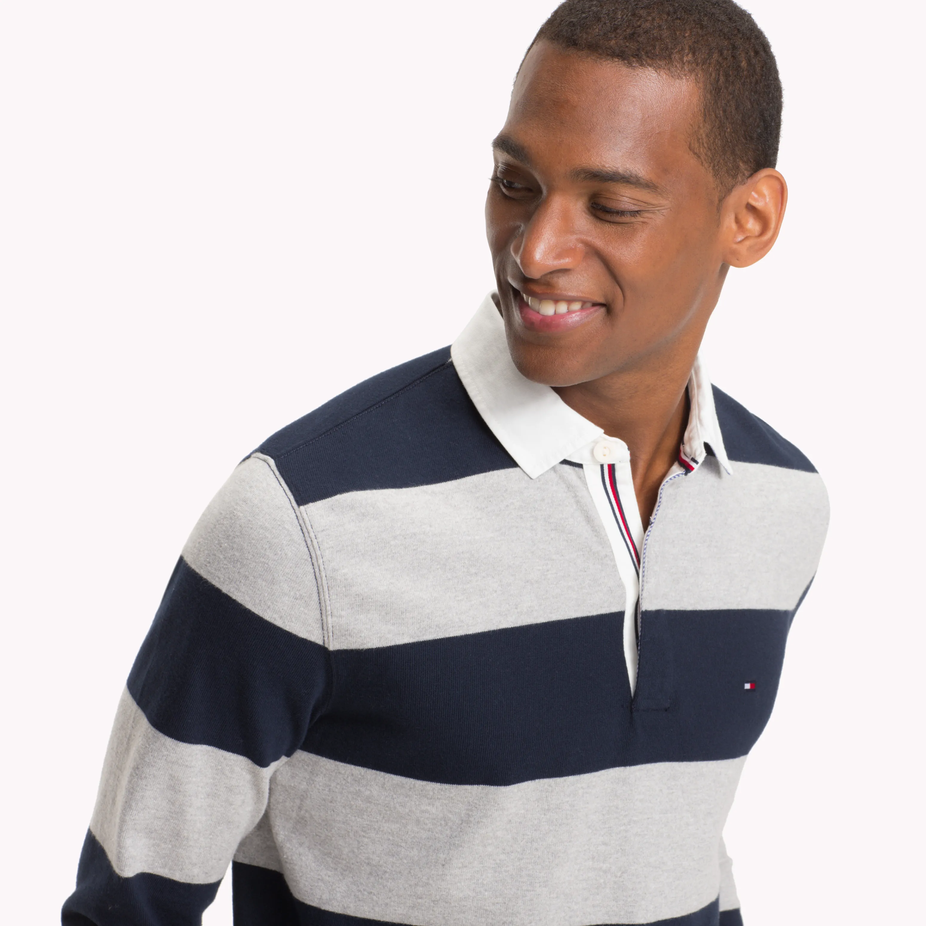 Blue Block Stripe Rugby Shirt | Sweatshirts & Hoodies | Tommy Hilfiger