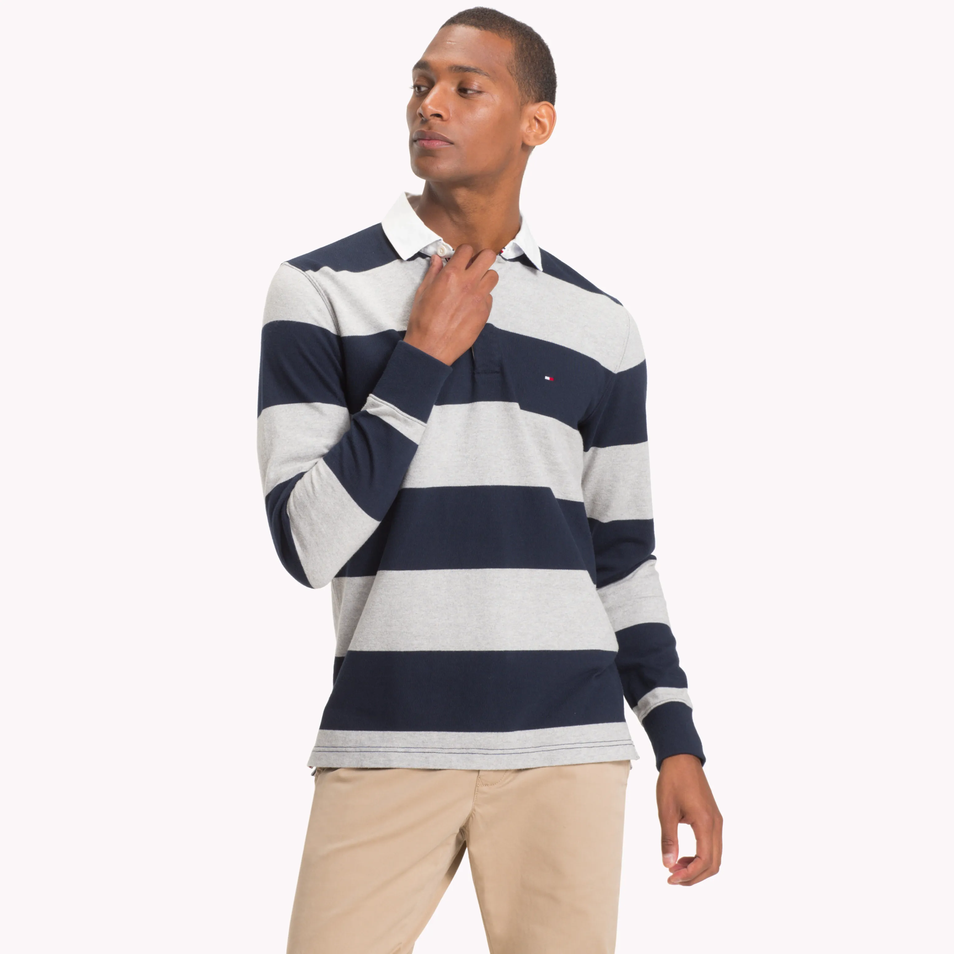 Blue Block Stripe Rugby Shirt | Sweatshirts & Hoodies | Tommy Hilfiger