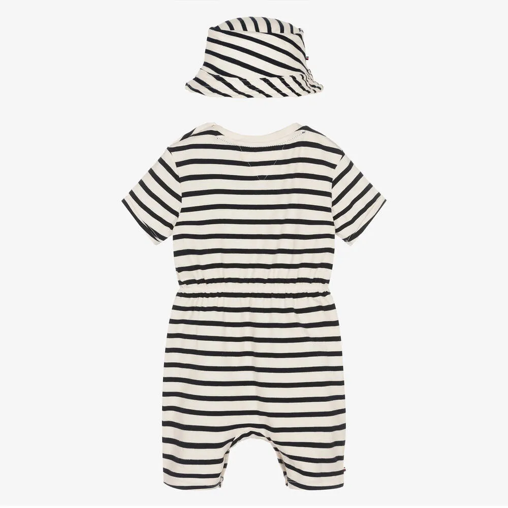 Blue Striped Shortie & Hat Set