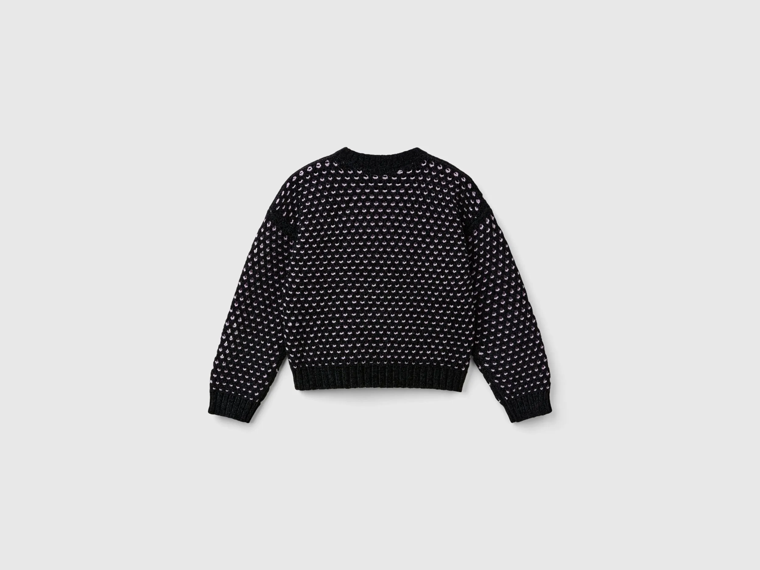 Boxy fit chenille sweater - Black | Benetton