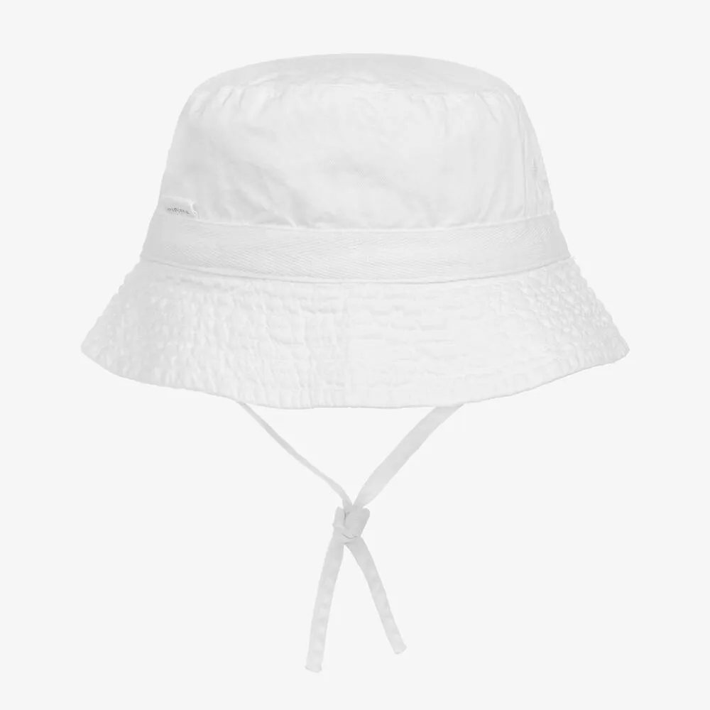 Boys White Cotton Sun Hat