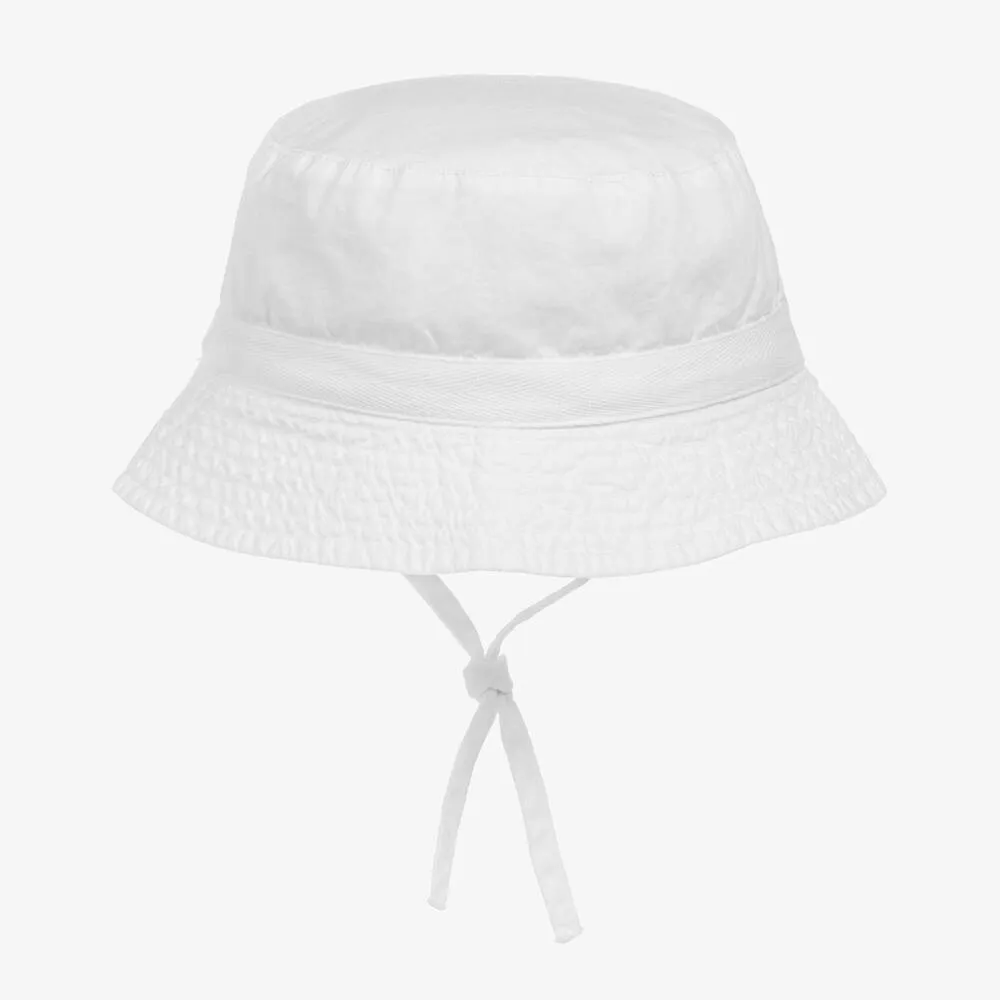 Boys White Cotton Sun Hat