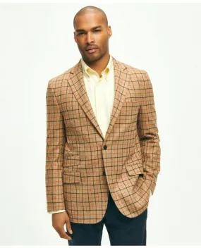 Brooks Brothers Men's Classic Fit Lambswool Twill Checked 1818 Sport Coat Brown