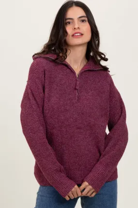 Burgundy Half Zip Pullover Sweater