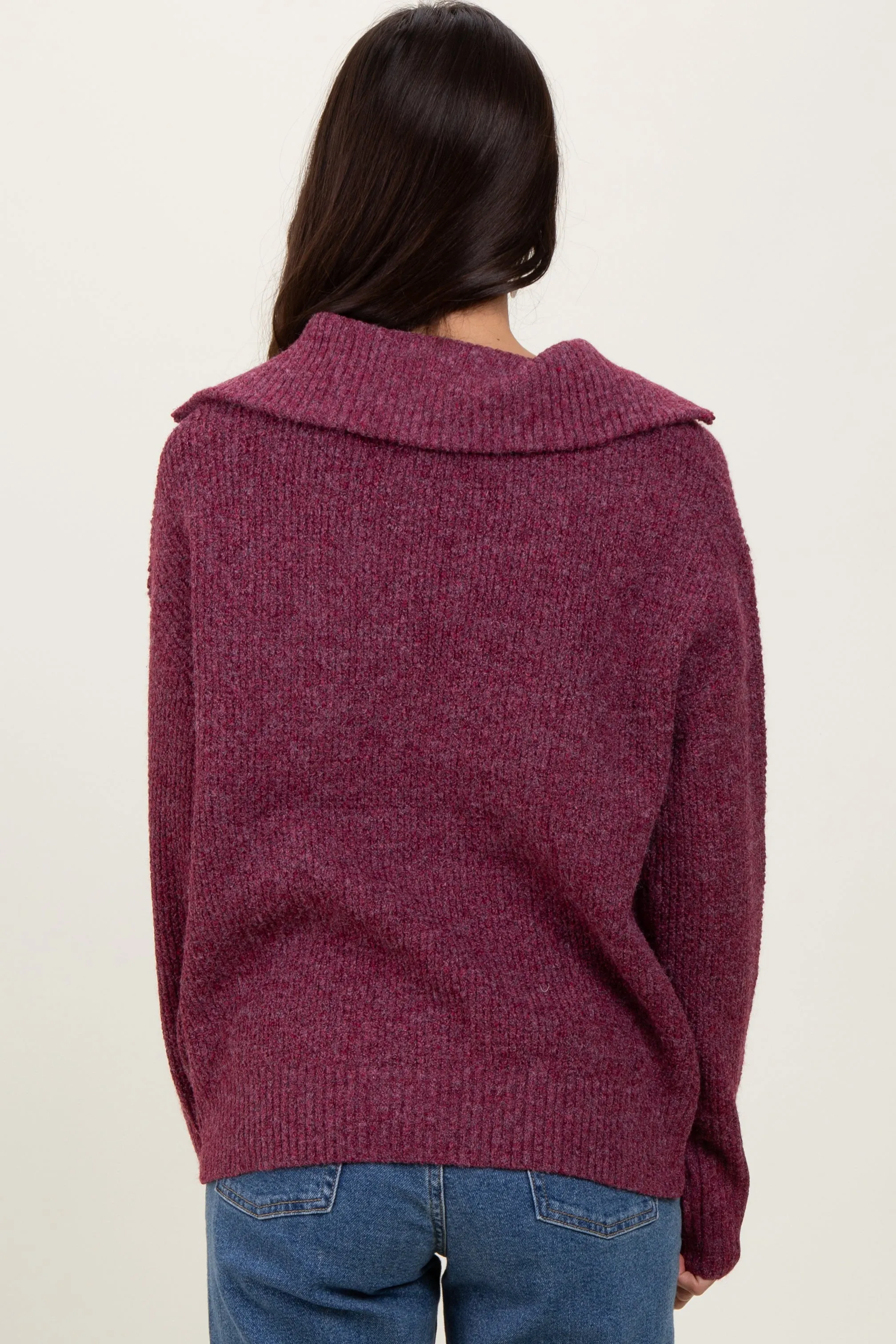 Burgundy Half Zip Pullover Sweater