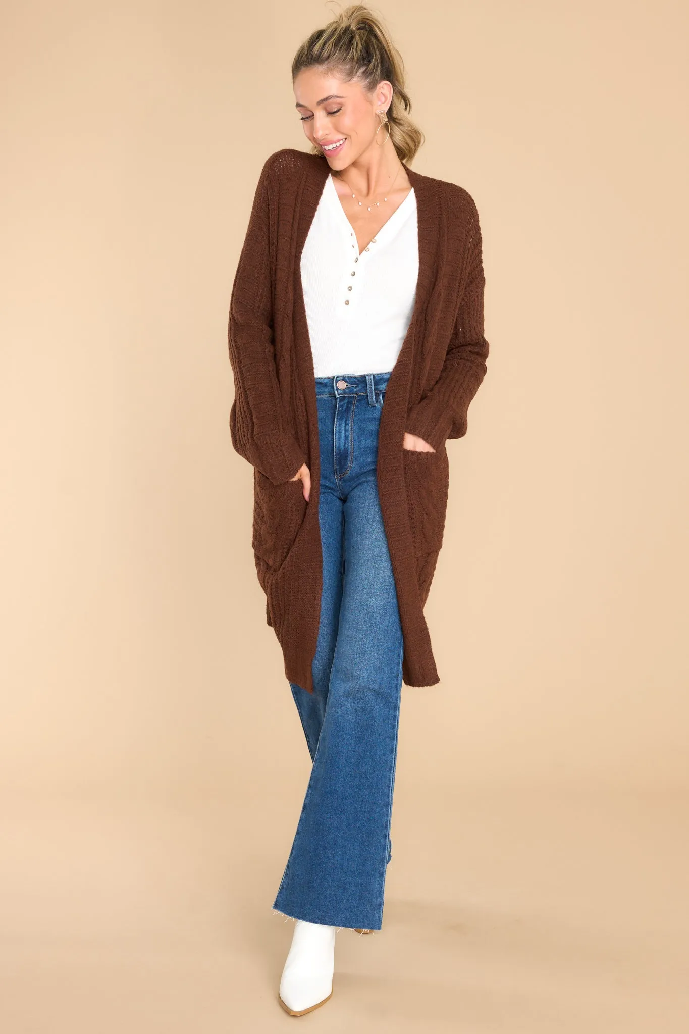 By The Fireplace Brown Cardigan