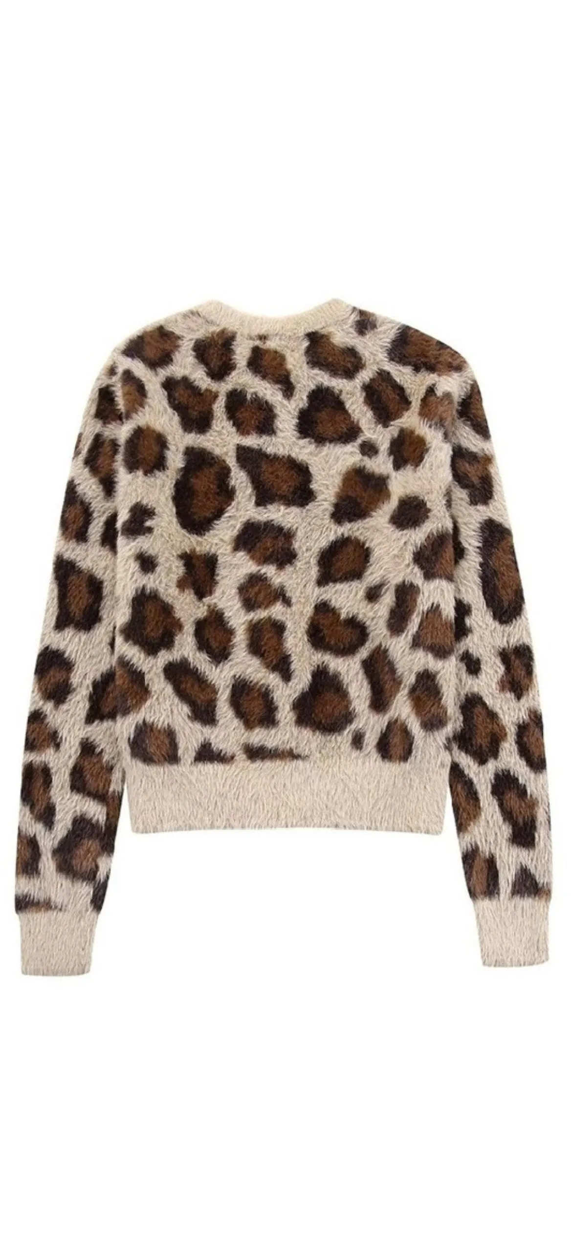 Cameron Leopard Print Faux Fur Button Down Cardigan