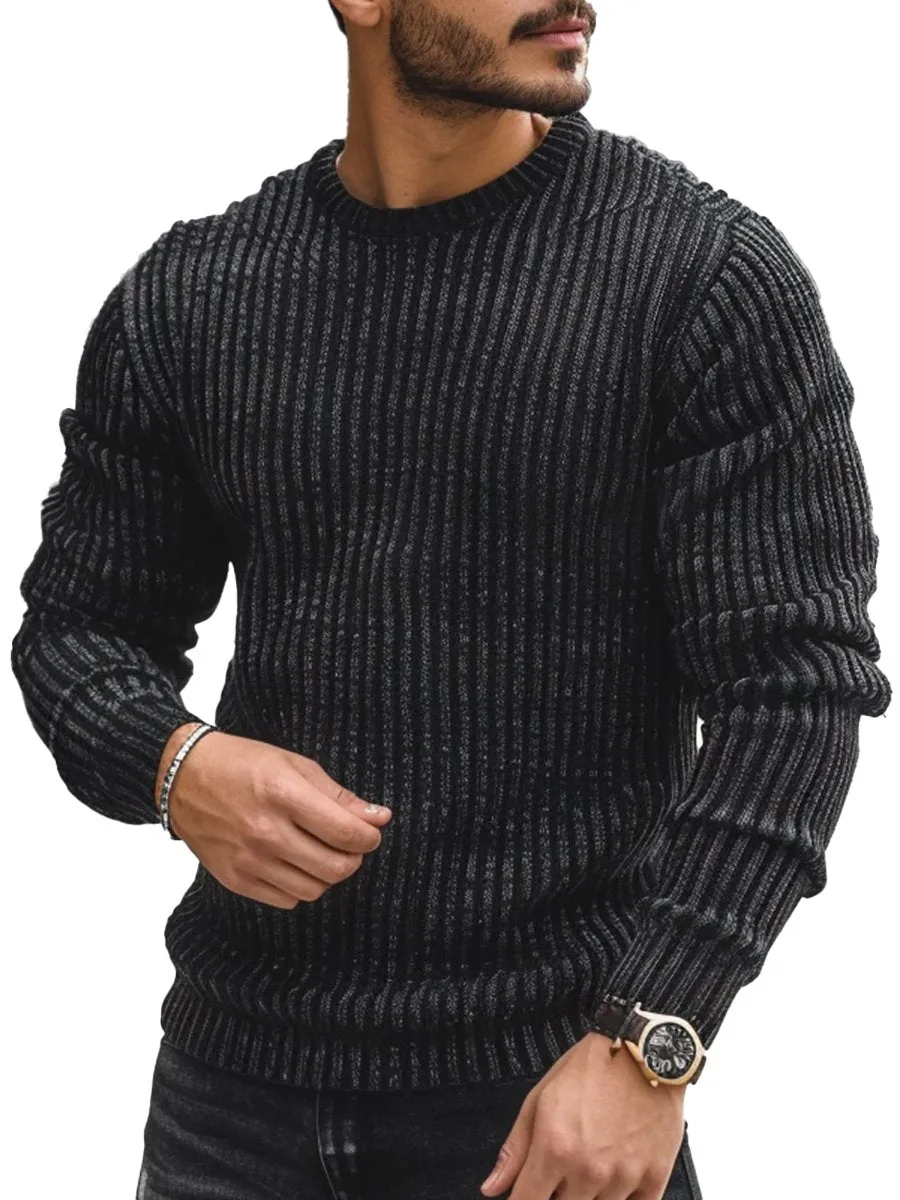 Casual Solid Color Round Neck Loose Knit Sweater