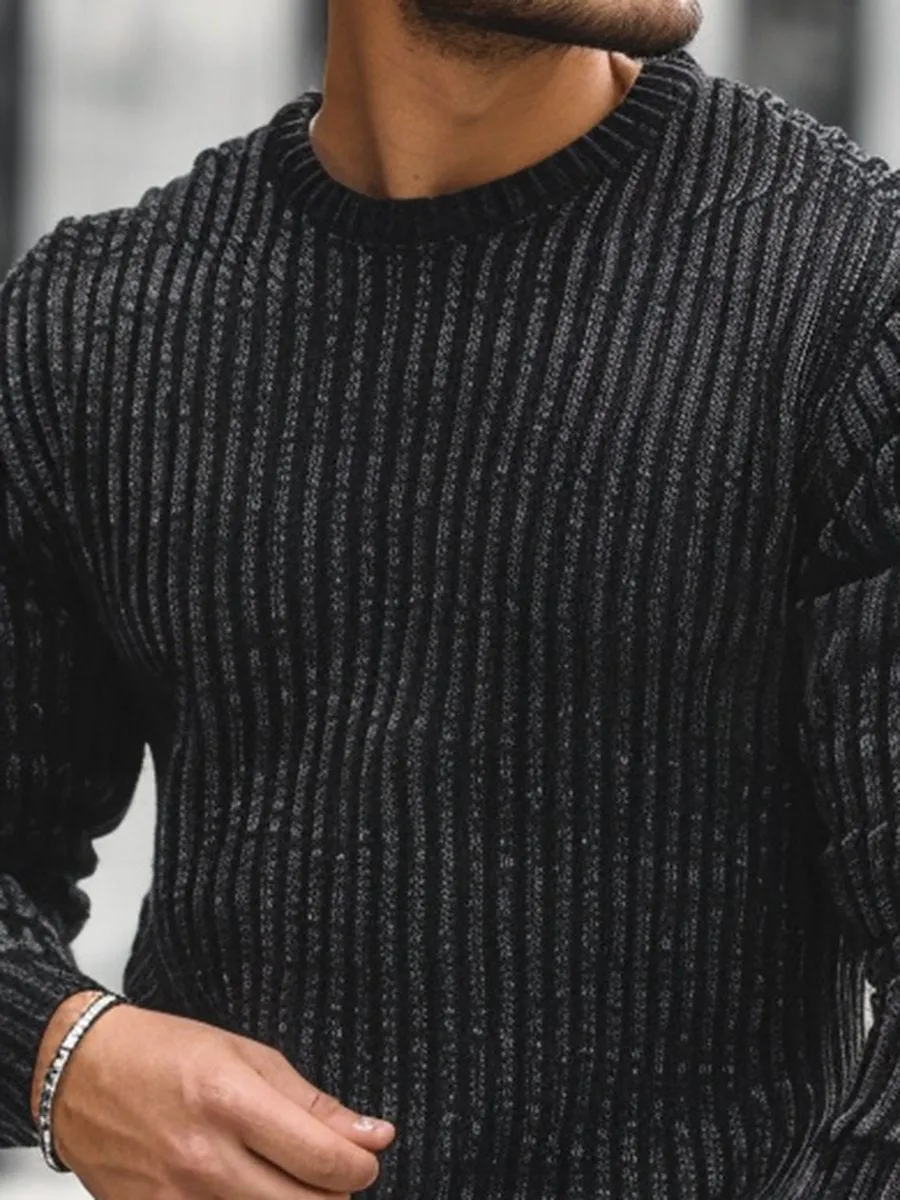 Casual Solid Color Round Neck Loose Knit Sweater