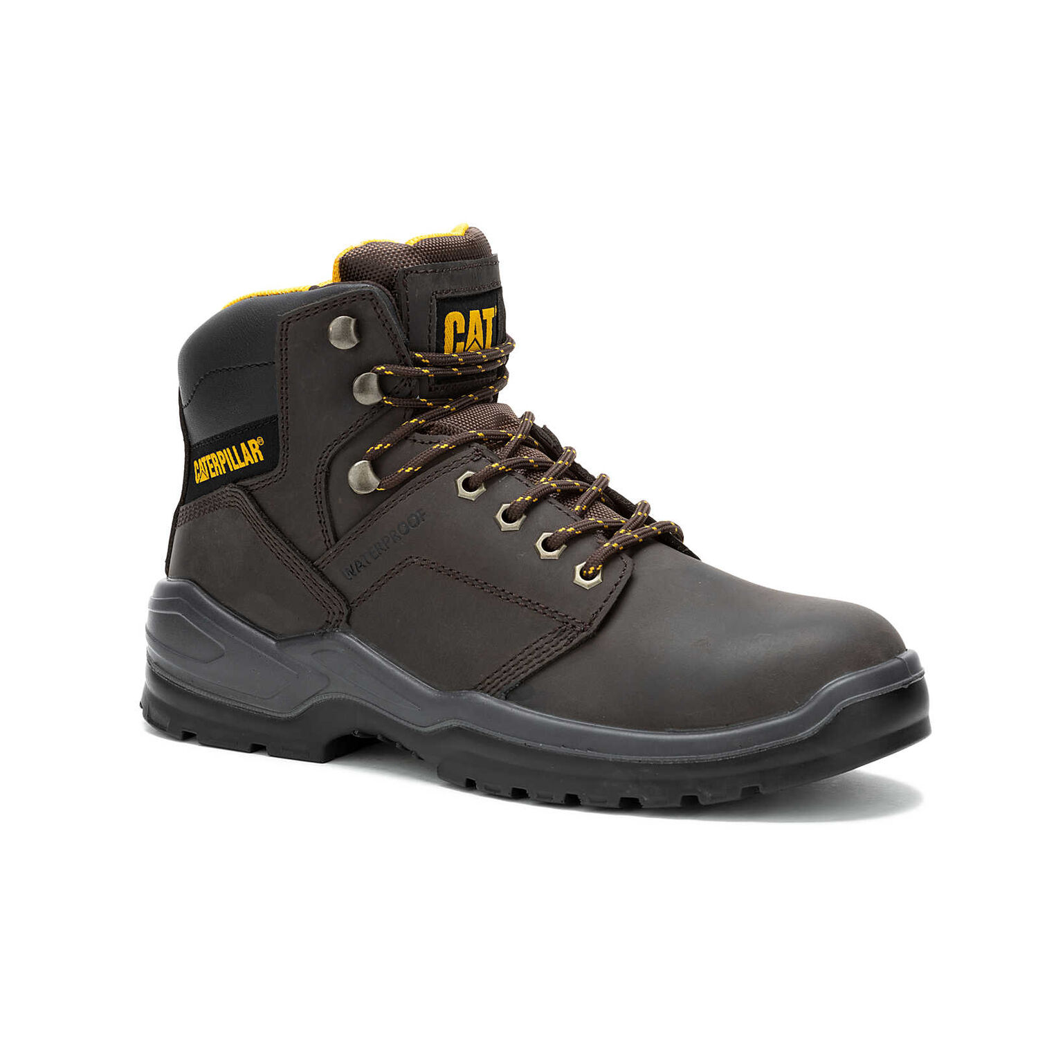 CAT Men's Striver Waterproof Steel Toe Work Boot in Brown