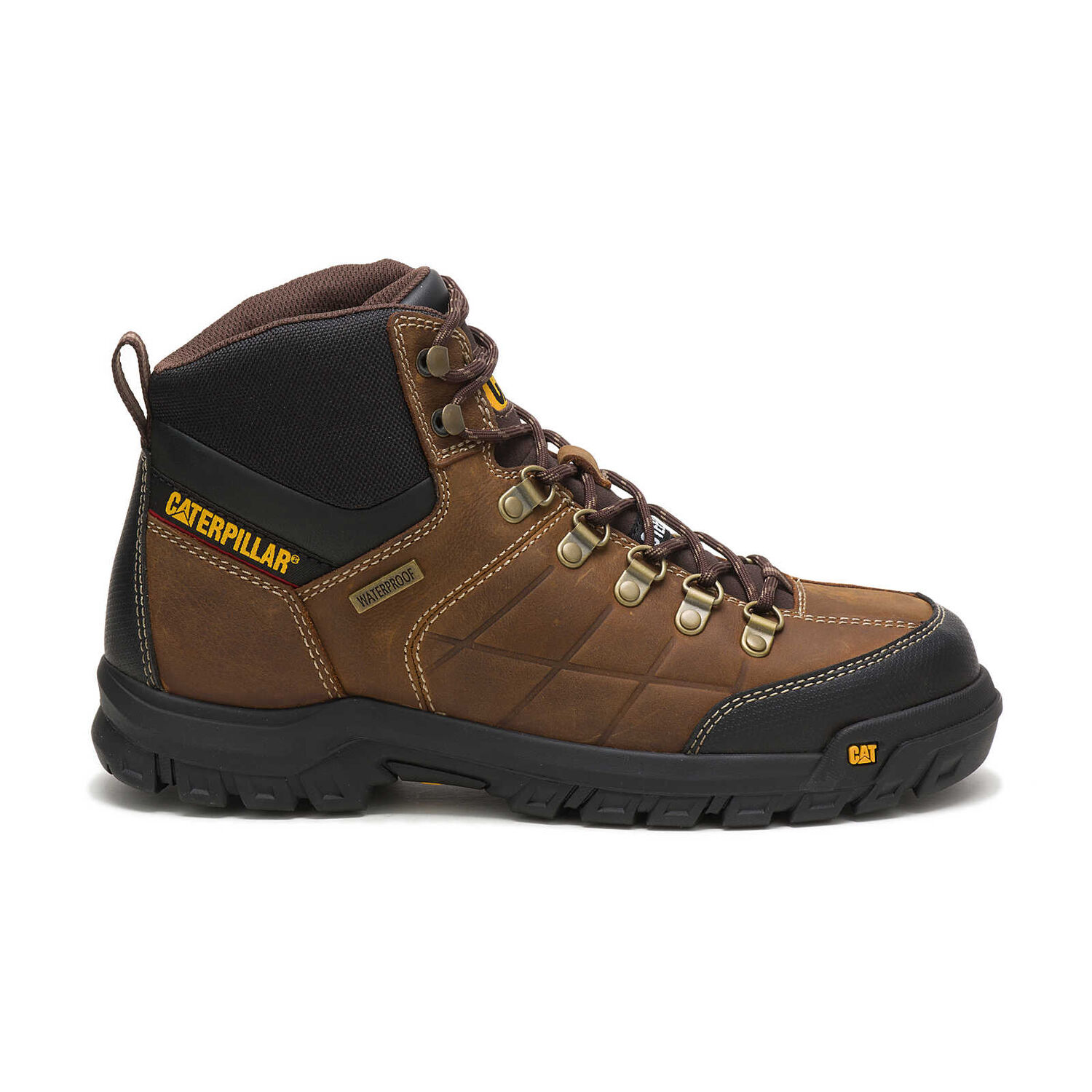 CAT Men's Threshold Waterproof Steel Toe Work Boot in Real Brown