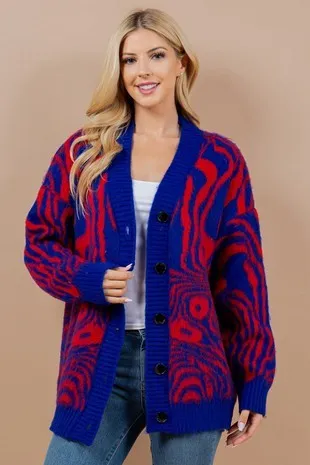 Charlotte Blue Swirl Button Cardigan