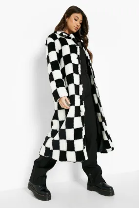 Checkerboard Teddy Oversized Jacket