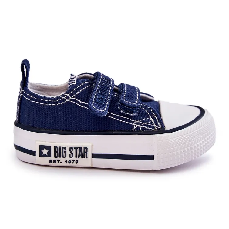 Children's Material Sneakers With Velcro Big Star KK374075 Navy Blue