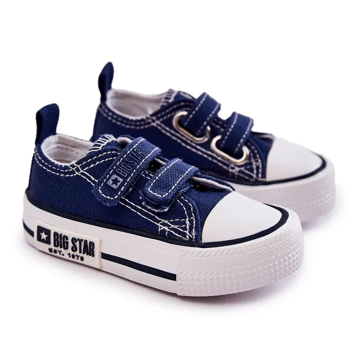 Children's Material Sneakers With Velcro Big Star KK374075 Navy Blue