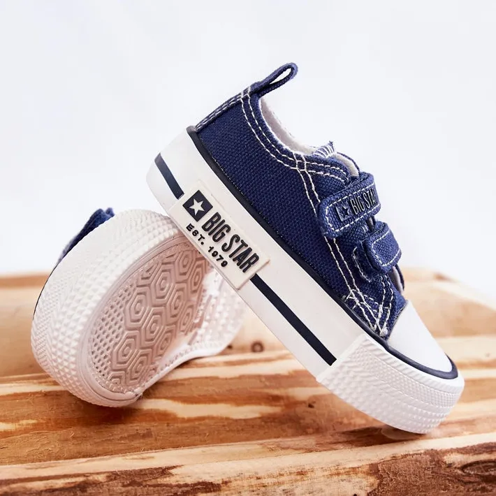 Children's Material Sneakers With Velcro Big Star KK374075 Navy Blue