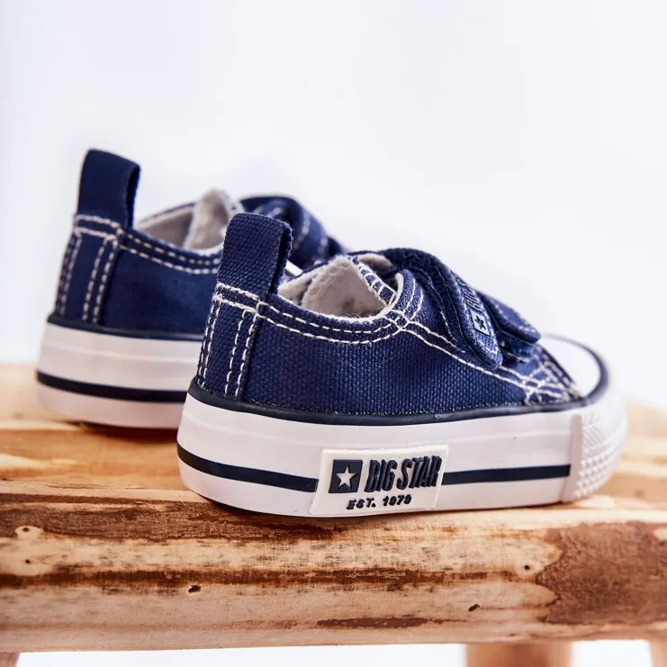 Children's Material Sneakers With Velcro Big Star KK374075 Navy Blue