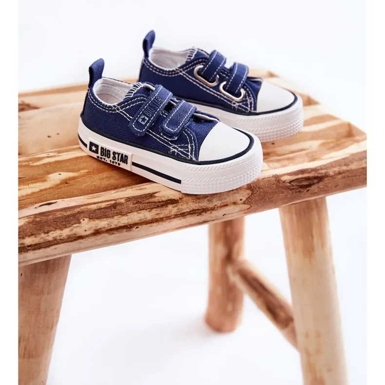 Children's Material Sneakers With Velcro Big Star KK374075 Navy Blue