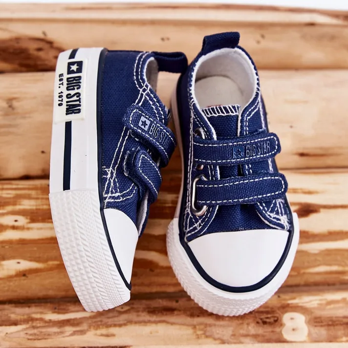 Children's Material Sneakers With Velcro Big Star KK374075 Navy Blue