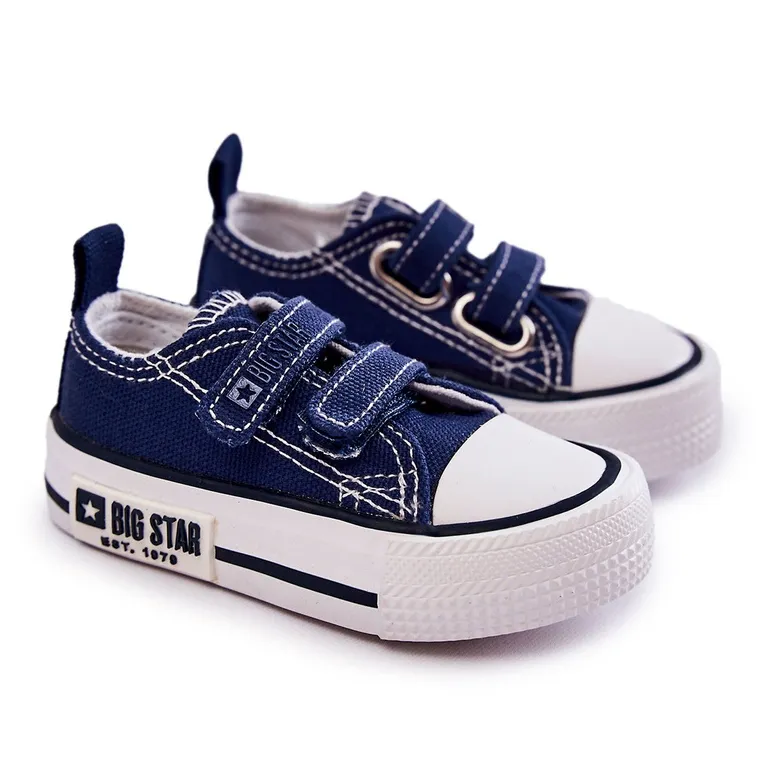 Children's Material Sneakers With Velcro Big Star KK374075 Navy Blue